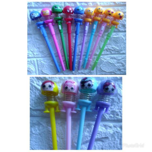 

pulpen bolpoin led emoji superhero kapten amerika ironman hulk spiderman lol