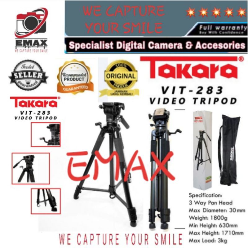 Takara VIT-283 Fluid Head Video Tripod Takara VIT 283 Pan Head Tripod Camera VIT283 Kamera Original