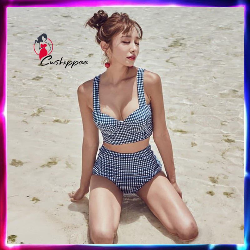 BAJU RENANG WANITA BIKINI SET BRA PUSH UP KAWAT BUSA MURAH SWIMWEAR BH Bikini Set Bikini Pantai