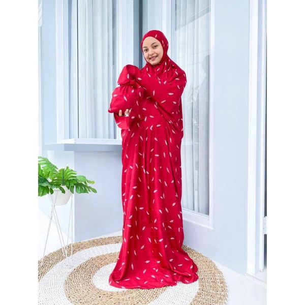 Mukena Rayon lajuran/Mukena fushia