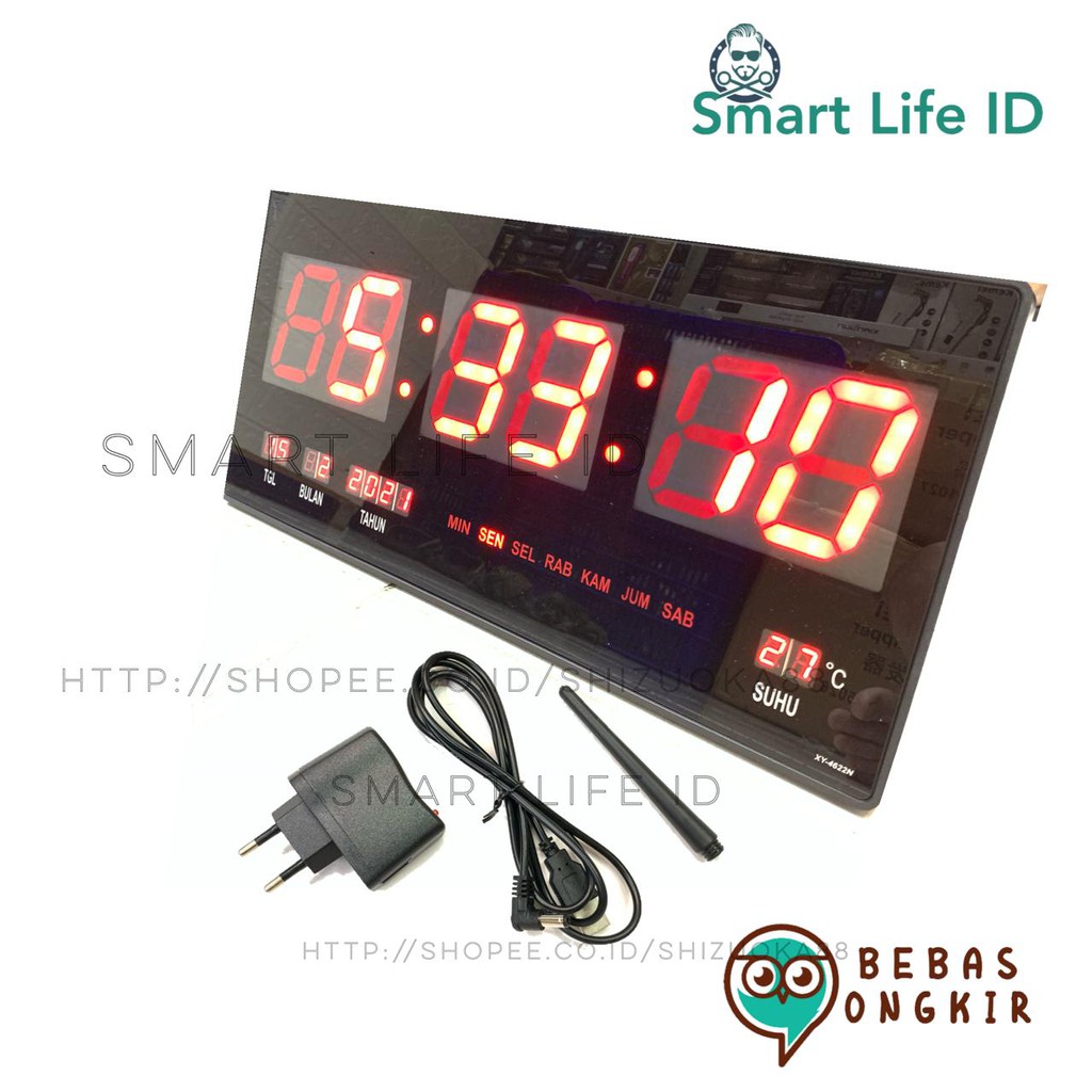 Jam Dinding LED Digital Clock Jam Meja Dekorasi Hiasan Dinding Rumah XY 4622 Merah