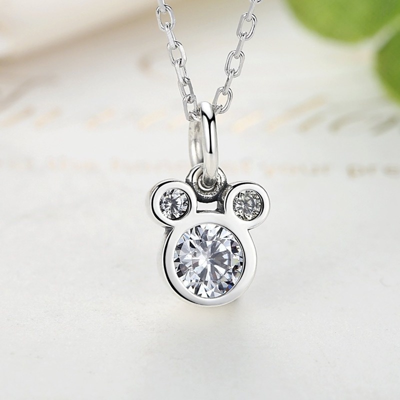 [Ready Stock]Fashion Diamond-Inlaid Cute Mickey Mouse Pendant Necklace