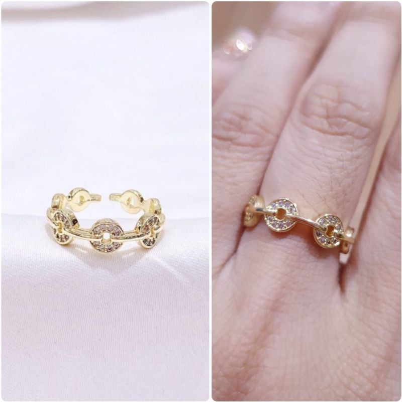 Cincin Titanium Asli gold free size Premium Quality Anti Karat Anti Alergi Ring Import Ct16