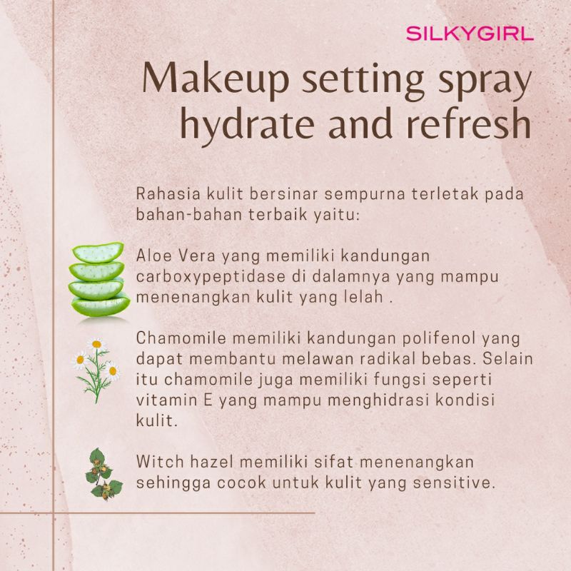 SILKYGIRL MAKE UP SETTING SPRAY HYDRATE AND REFRESH