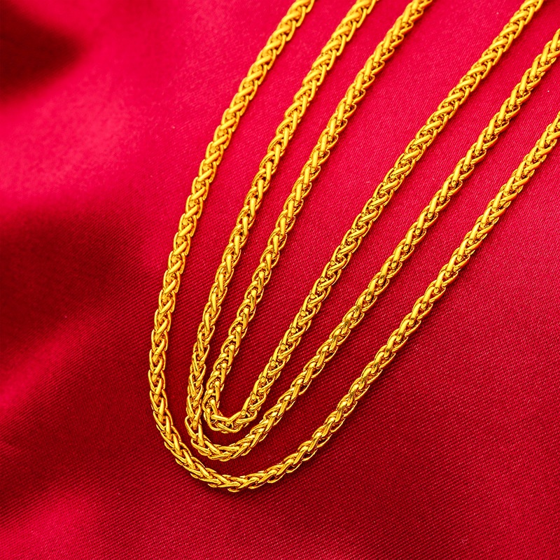 Kalung Rantai Klavikula Lapis Emas Emas Asli Kadar 375 Gaya Bangkok Untuk Wanita