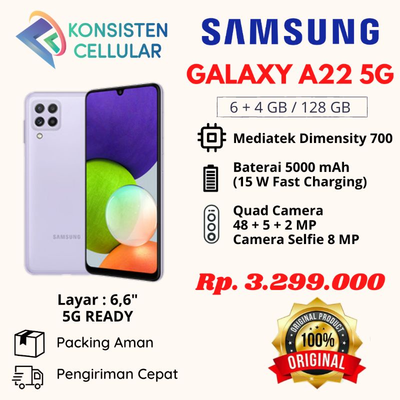 Jual SAMSUNG GALAXY A22 5G RAM 6/128 GB | Shopee Indonesia