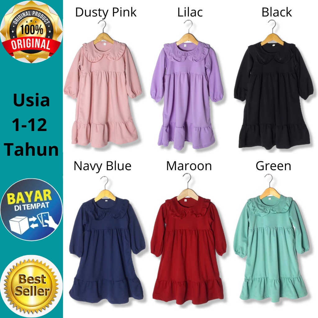 Baju Muslim Anak Model Kerah Korea - Model Kerah Korea Moeslem Wear Lengan Panjang Usia 1 Sampai 12 