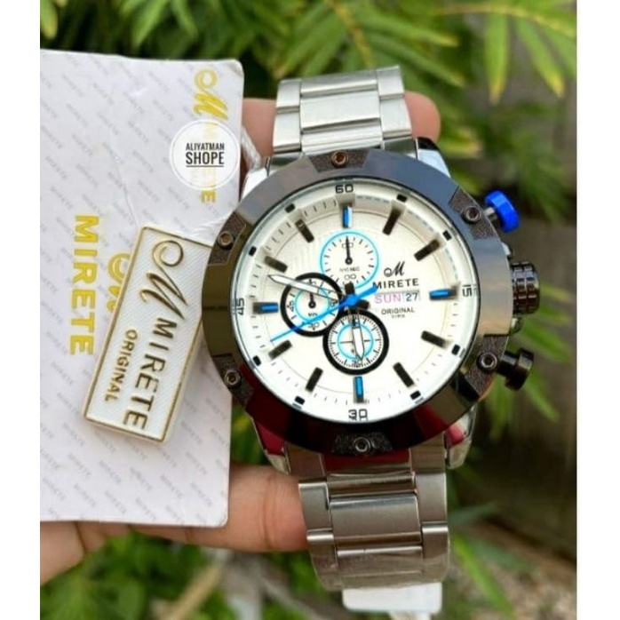 New Series Mirete  - Jam Tangan Pria Analog Spesial Edision Fitur Tanggal Hari Free box Tahan Air Strap Rantai Stainless Mewah Dan Elegan Kekinian Bisa Cod