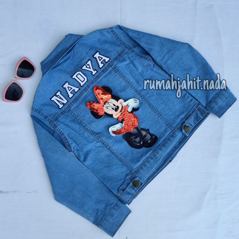 (SIZE BESAR) Jaket jeans costum nama karakter