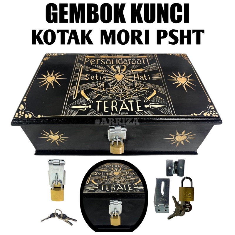 KOTAK MORI PSHT MURAH + GEMBOK KUNCI DARI KAYU JATI (FREE UKIR NAMA) TEMPAT PENYIMPANAN SABUK PENCAK SILAT