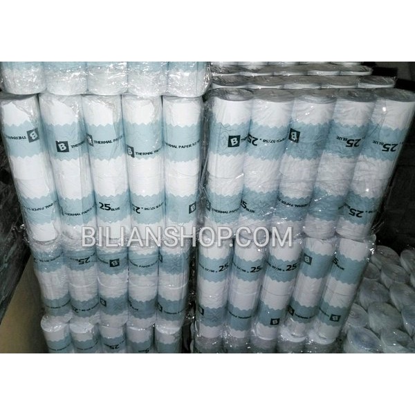 

Kertas 57x25 58x25 edc struk kasir 1 Dus isi 100 roll register cetak BIRU printer thermal 58mm