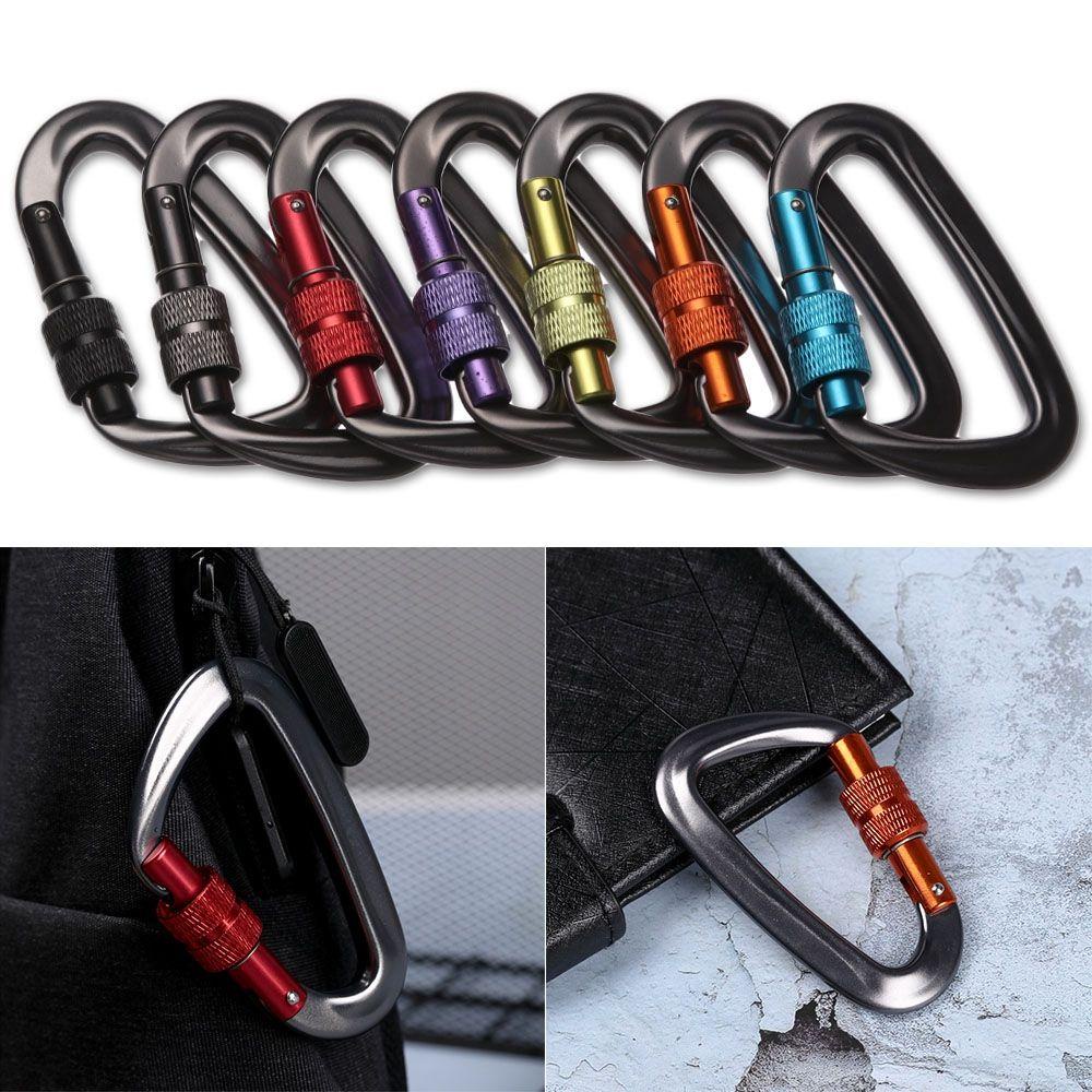 Carabiner Pendaki Nanas 12KN 7075alat Panjat Bentuk D Quickdraws Lock