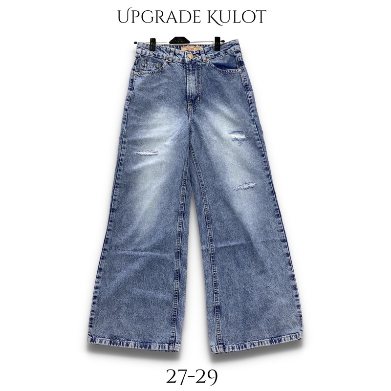 Celana Kulot Loose Jeans Sobek Upgrade Highwaist