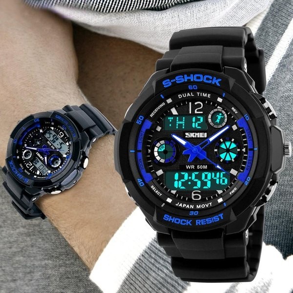 NEW Jam Tangan Pria SKMEI 0931 Analog Digital SKMEI ORIGINAL Biru