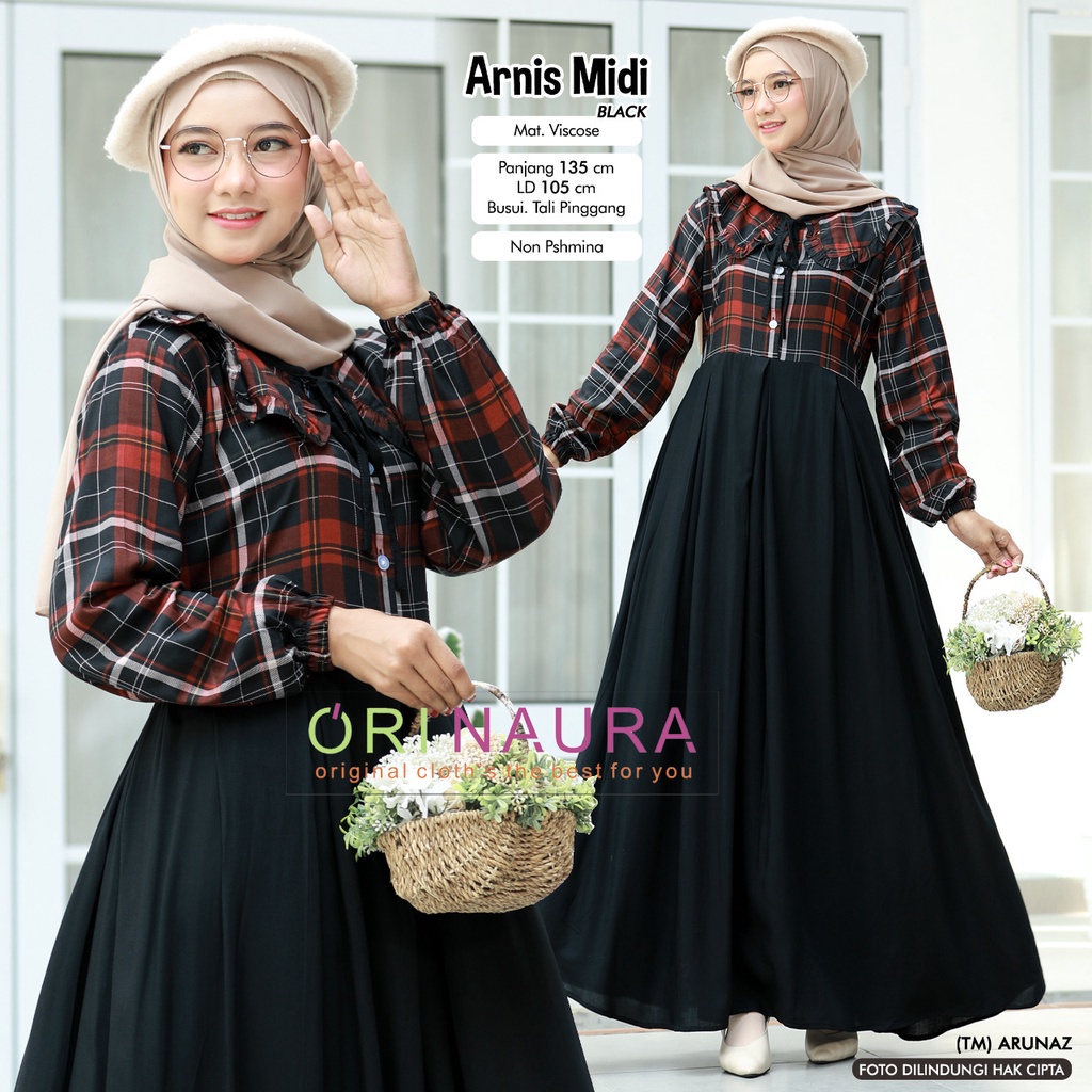 Dress Arnis Arfana Midi Dress Gamis Arnis Dress Arfana Orinaura BestSeller