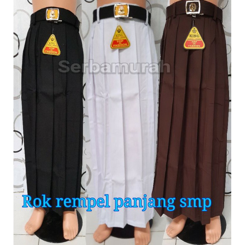 rok smp panjang rok rempel smp panjang hitam/putih/coklat