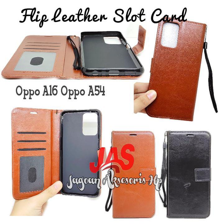 Flip Wallet Oppo A16 Oppo A54 4G FlipCover Leather Sarung HP Kulit with Slot Card