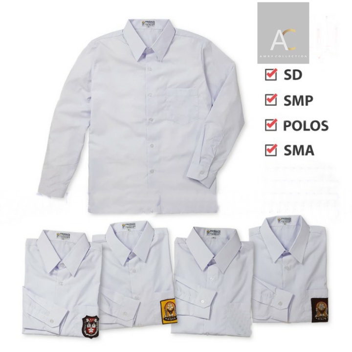 Baju SMA panjang GS bahan oxford Seragam sekolah Kemeja putih panjang