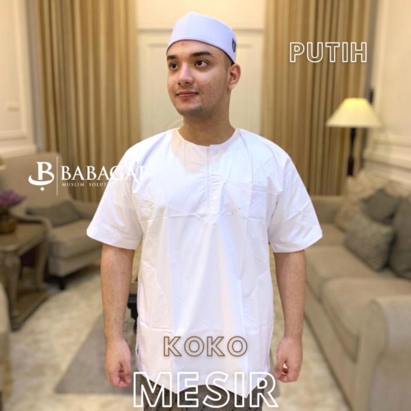 Baju Koko Mesir Babagaf Pria Fashion Muslim Lengan Pendek