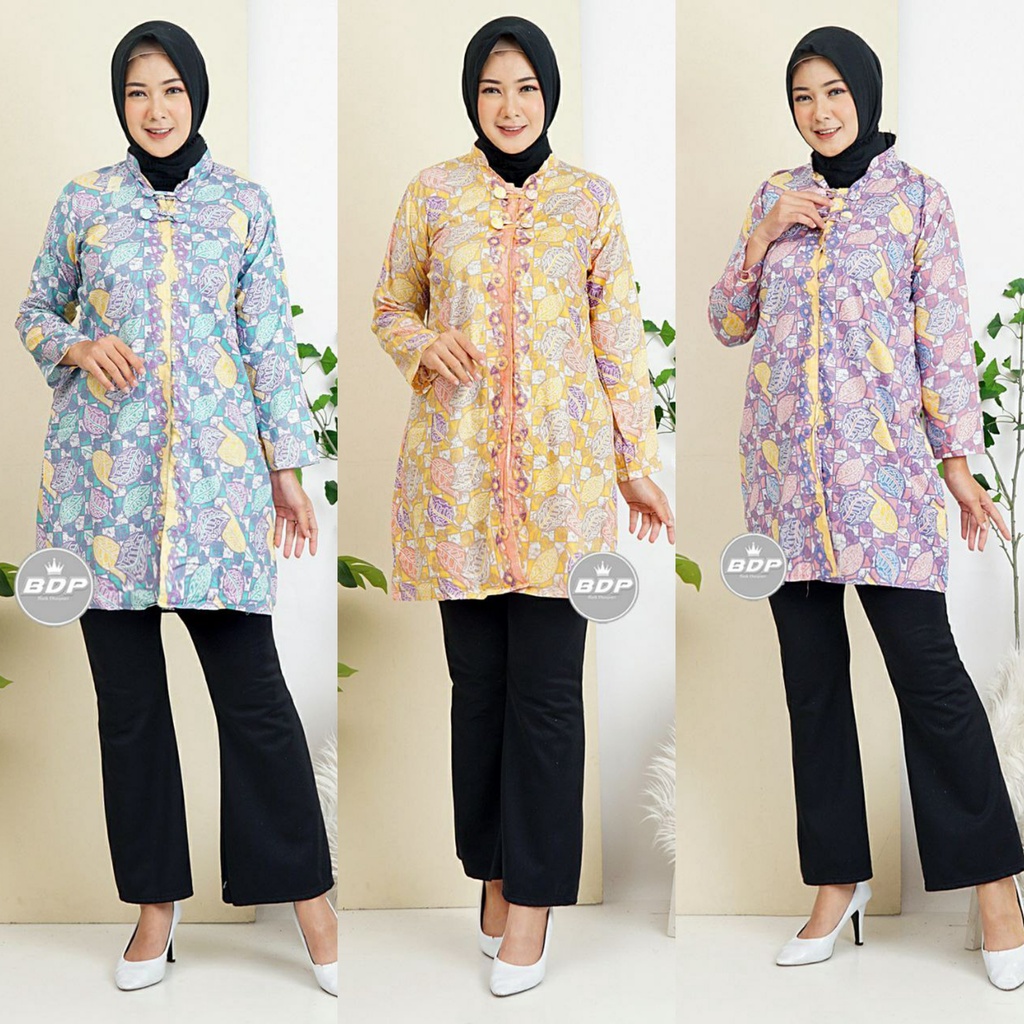 Baju Batik Wanita Modern M L XL XXL Atasan Batik Kerja Wanita Tunik Batik Kantor Batik Modern Seragam Batik-0