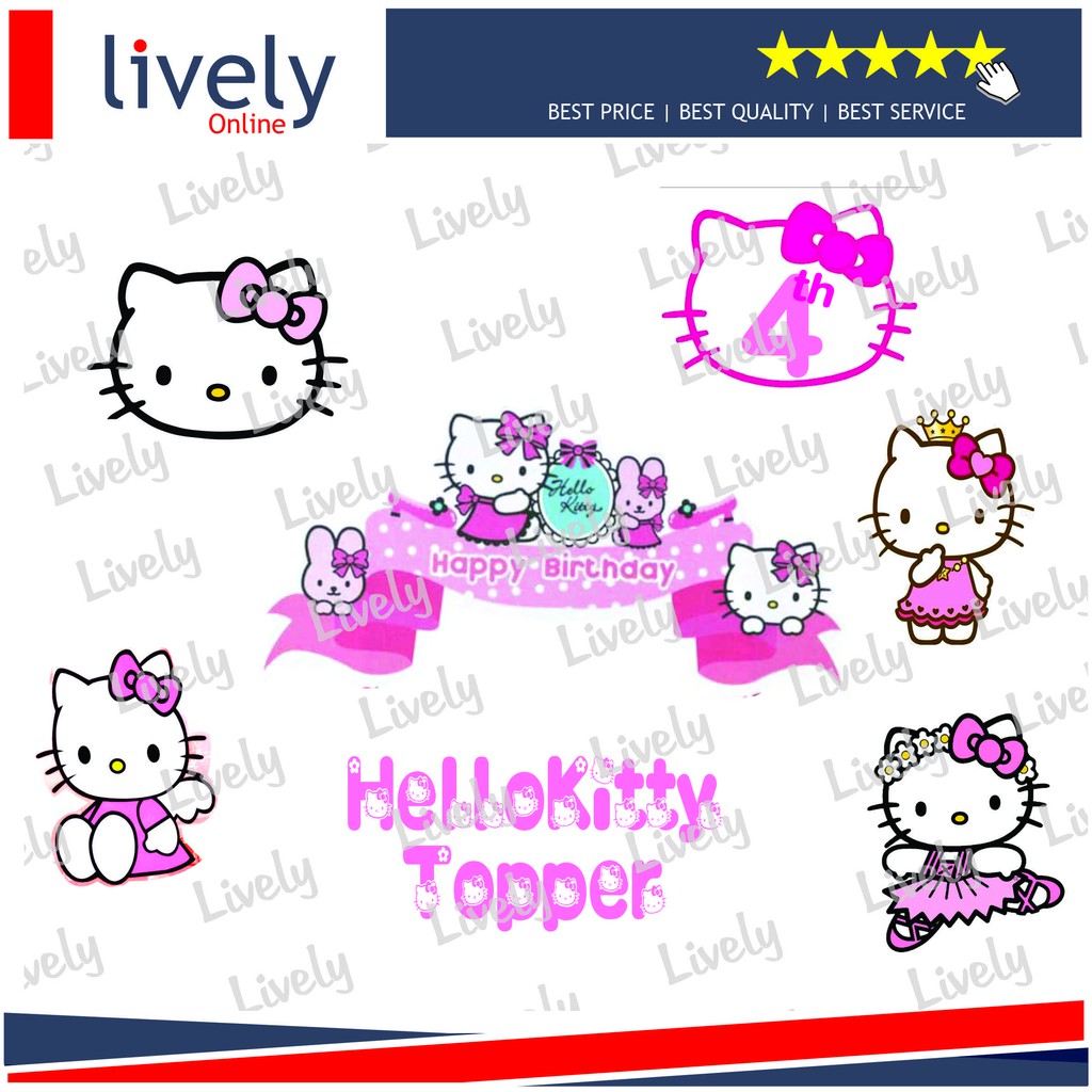 CAKE TOPPER KARAKTER HIASAN KUE HBD HAPPY BIRTHDAY CUSTOM NAMA HELLO KITTY set