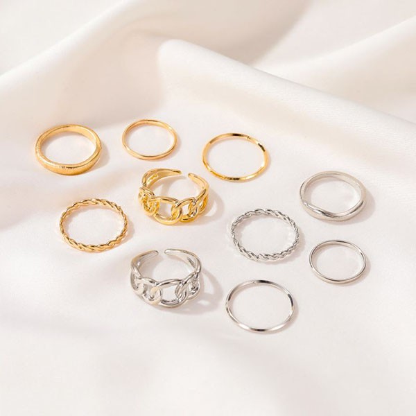 cincin set 5 pcs retro open geometric set ring jci066 (2J1)