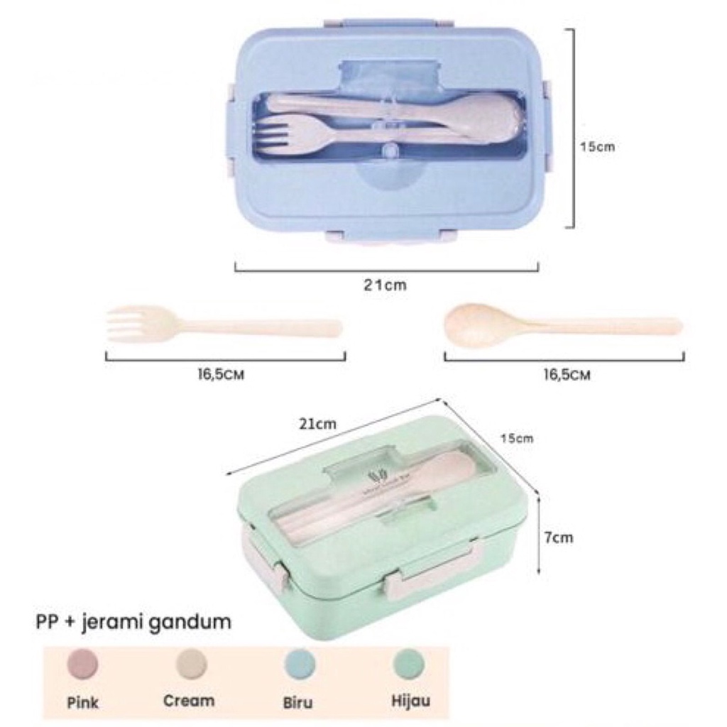 Lunch Box Set Kotak Bekal Makan Tempat Kotak Makan Bekal Jerami Gandum