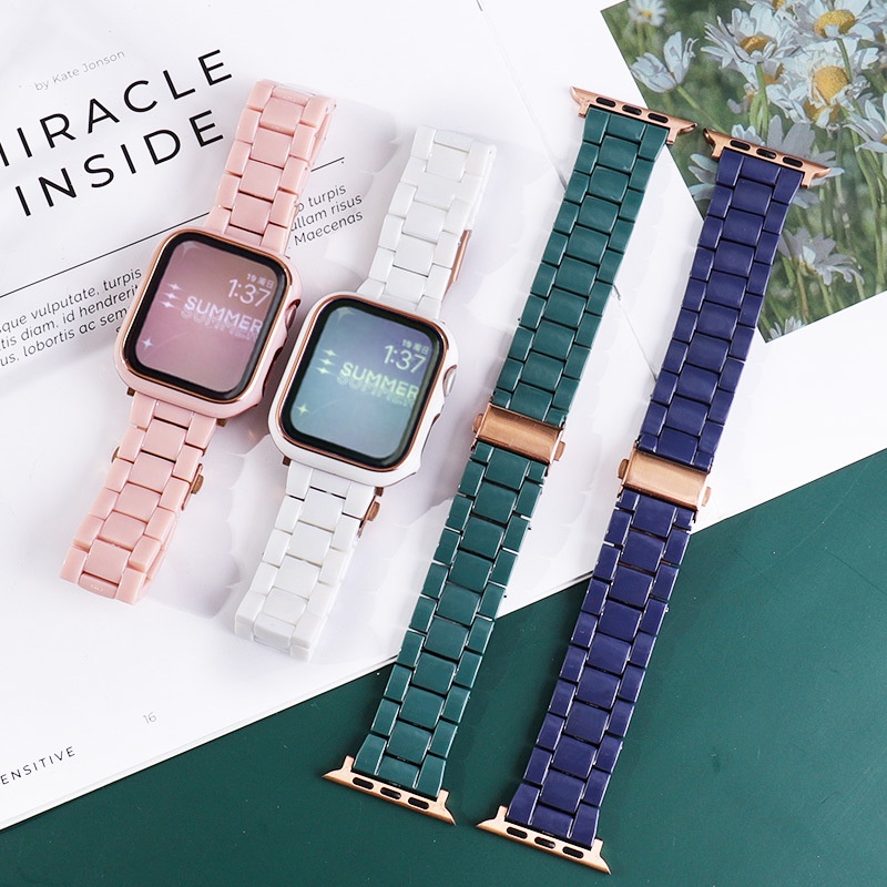 Premium✅Acrylic Watch Strap For Watch Seires iWatch 8 7 6 5 4 3 2 1 SE Three Beads Solid Watch Strap38mm 40mm 41mm 42mm 44mm 45mm