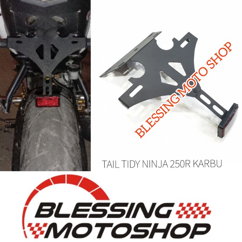 tail tidy ninja 250 karbu breket plat nomor belakang ninja 250R karbu
