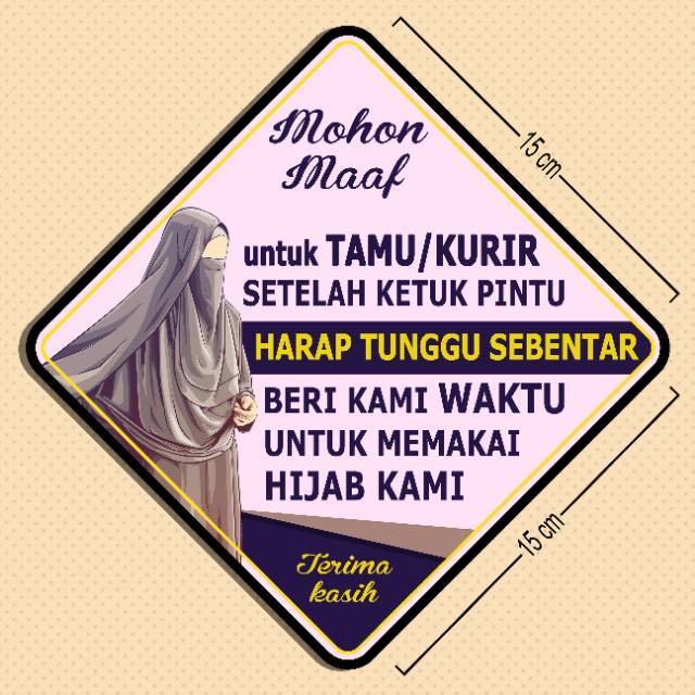 

STIKER KURIR HARAP TUNGGU SEBENTAR STIKER HIJAB JILBAB UK 15CMX15CM