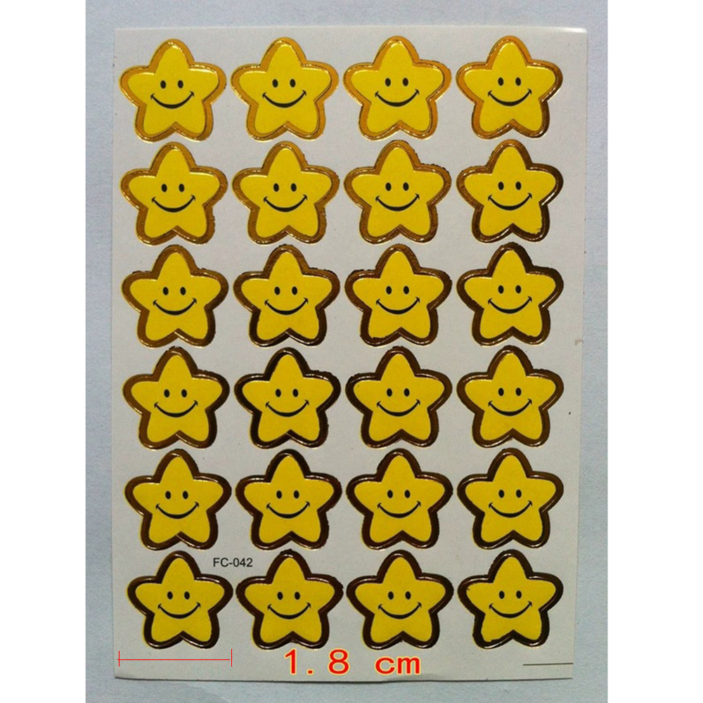 ELEGANT 10 Sheets Star Stickers Five-Pointed Smile Stars Decal Reward Sticker Mother Teacher Encouragement Stationery Sticker Gifts Children DIY Diary Praise Label