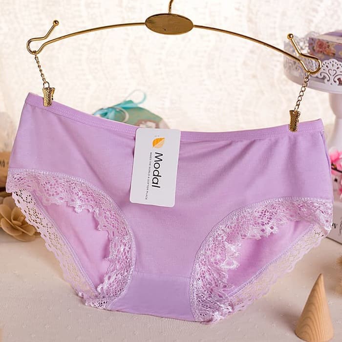 CD Wanita CD Wanita G string Lingerie Thong Bahan katun C099 - Ungu Murah
