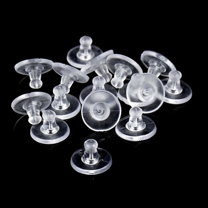 SIY  100pc Clear Rubber Earring Safety Back Bullet Clutch Earring Pad Jewelry Finding