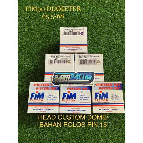 PISTON FIM90 DIAMETER 65.5 66 66.5 67 67.5 68 PIN 15 Piston fim tiger piston custome dome NABIL RACI