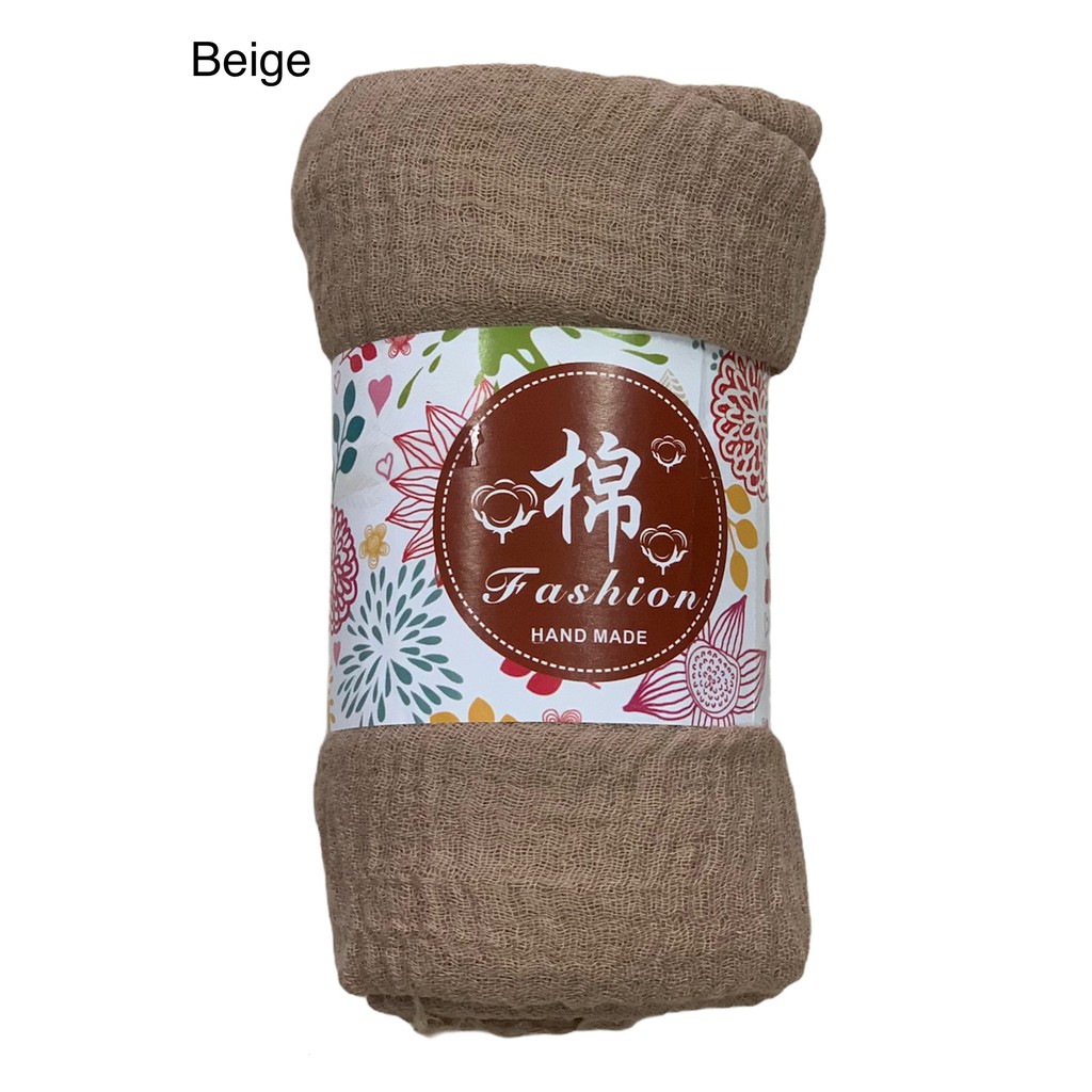 RI04-RI06 FUNSTORE HIJAB PASHMINA CRINKLE SHAWL COTTON WIDE JILBAB BAHAN KATUN PREMIUM IMPORT-Beige