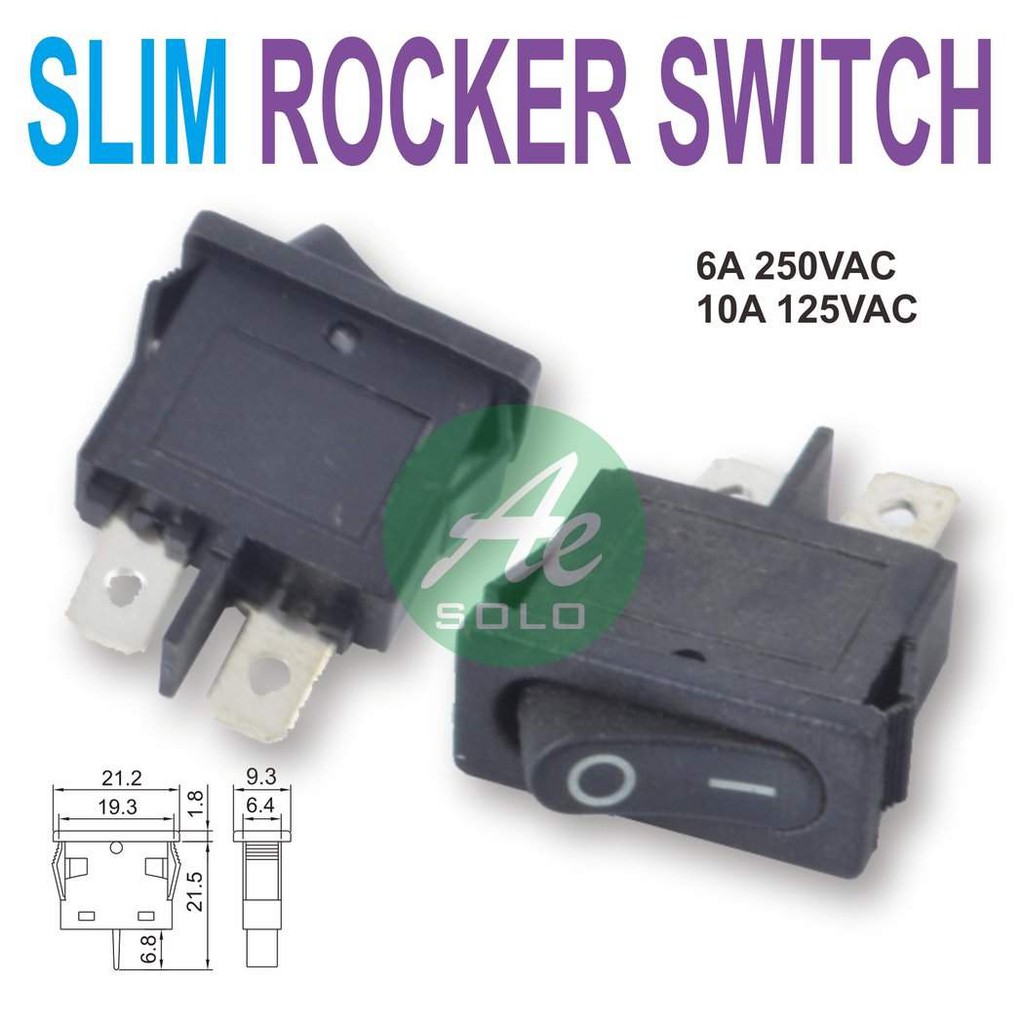 Saklar Switch Mini Tipis Gepeng On Off 2 Pin O - Warna Hitam - Switch CS40