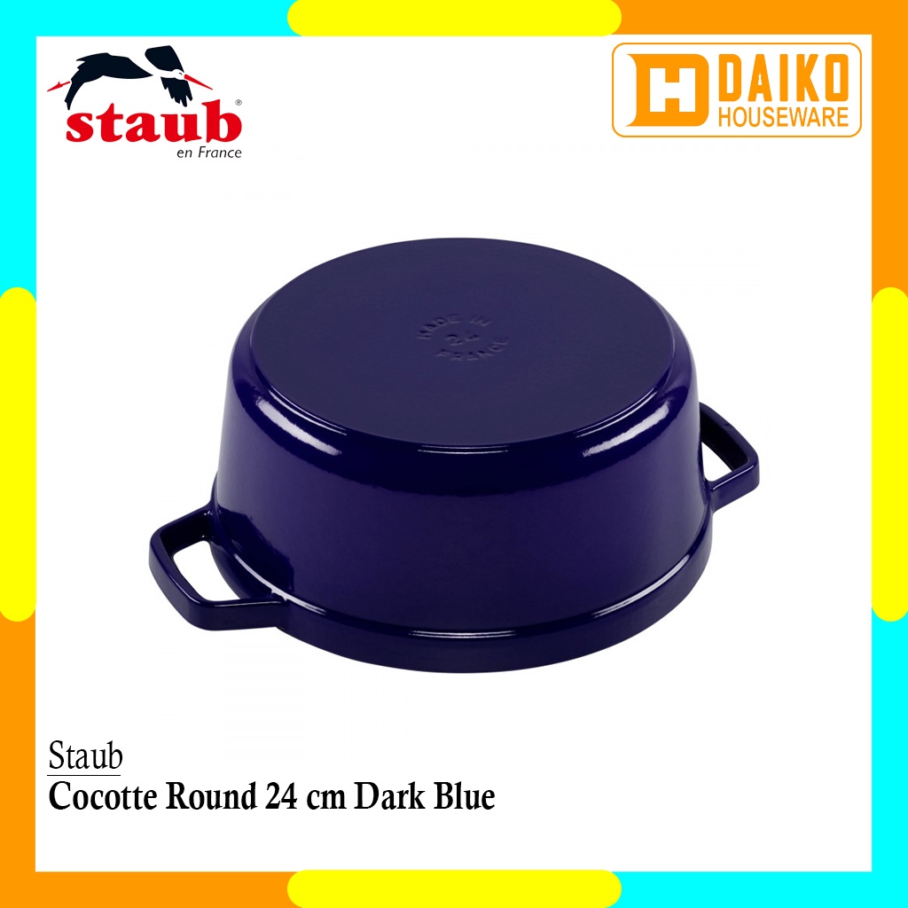 Panci Staub Cocotte Round 24cm Dark Blue Cast Iron Cocok Untuk Semua Jenis Kompor Original Staub