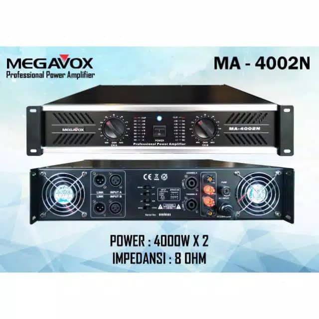 MEGAVOX MA 4002N POWER AMPLIFIER AUDIO SOUND SYSTEM