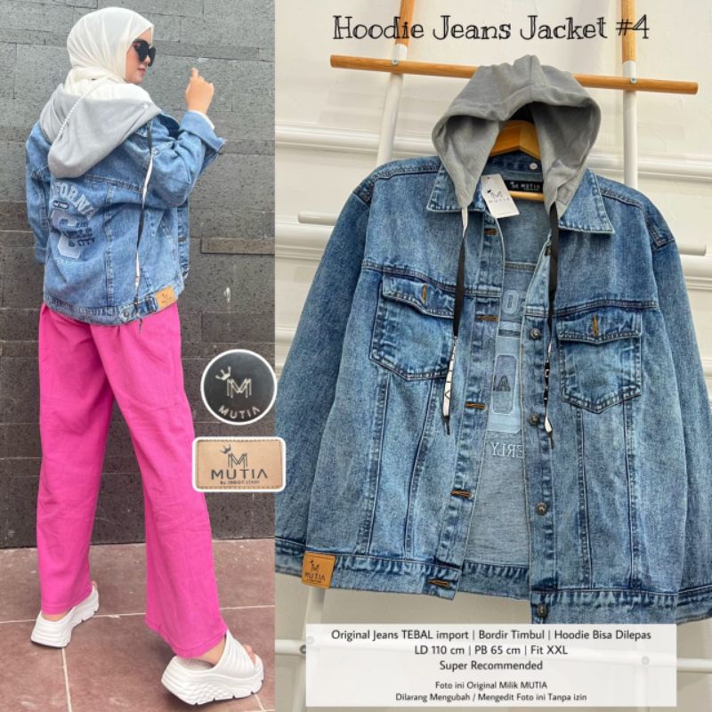 HOODIE JEANS JACKET #4 BY MUTIA / JAKET JEANS WANITA MUSLIMAH / Jeans tebal no kaleng2