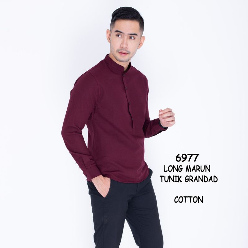 Baju Hem Kemeja Koko Kemko Cowok Pria Lengan Panjang Slimfit Polos