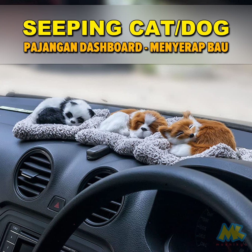 Pajangan Dashboard &quot;Sleeping Cat / Dog&quot; dengan Arang Bambu / hiasan mobil