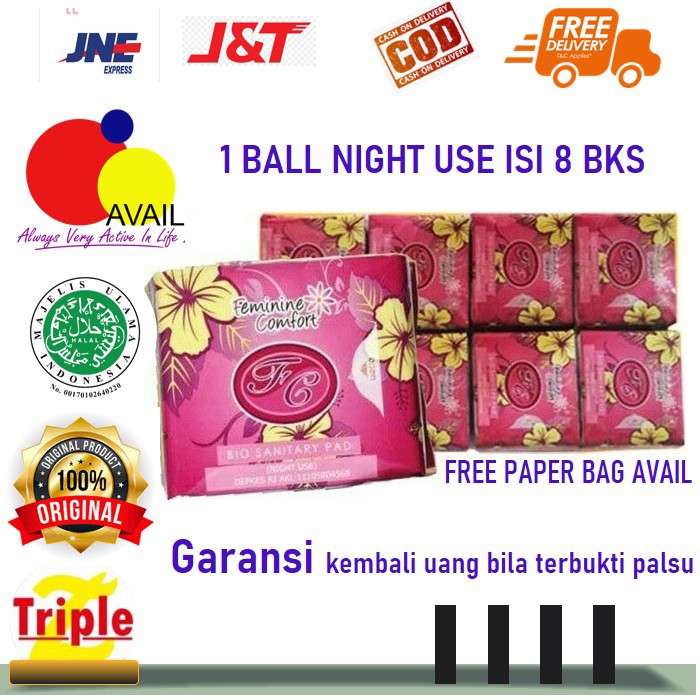 Avail Merah Pembalut Night Use Herbal Paket Grosir