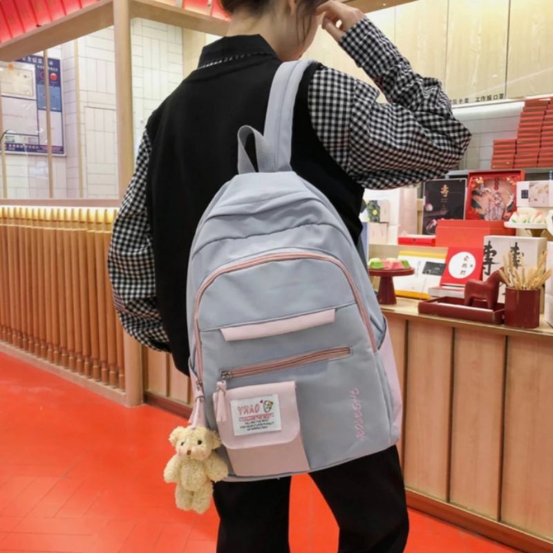 TAS_KITO - BACKPACK KOREA MULTIFUNGSI LEISURE TAS SEKOLAH WANITA KANVAS BACK TO SCHOOL WANITA CEWEK ANAK GADIS REMAJA AESTHETIC WATERPROOF TERBARU 2022 MURAH IMPORT BATAM KEKINIAN-7