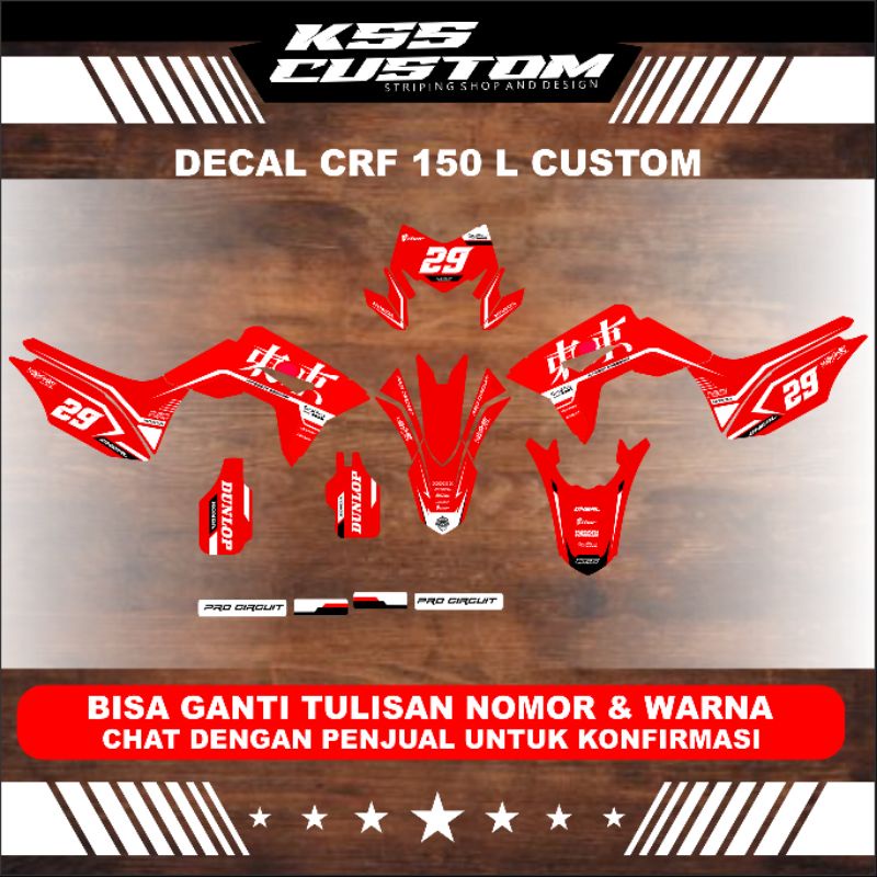 DECAL CRF150L FULL BODY MOTIF TOKYO - DECAL  CRF 150L MOTIF SIMPEL - DECAL CRF 150L BODY PUTIH