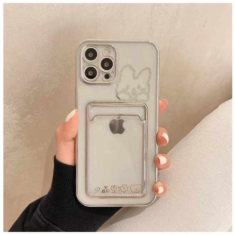 Soft Case TPU Transparan Shockproof Anti Jatuh Dengan Slot Kartu Untuk iPhone 13 12 11 Pro Max X Xr Xs Max 8 7 6 6S Plus SE 2020