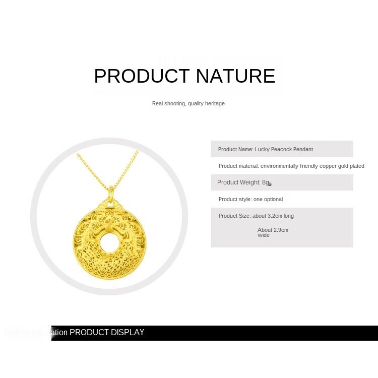 Kalung Emas Asli Kadar 375 Dengan Liontin Bentuk Piringan Perdamaian Untuk Pria Dan Wanita