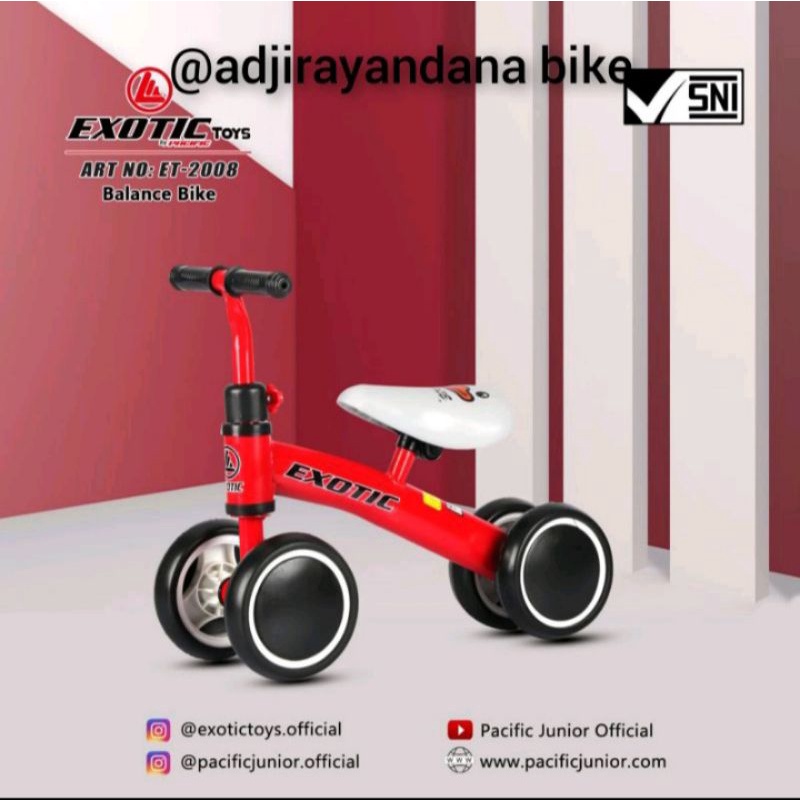 Sepeda Anak Balance bike Push Bike Tanpa Pedal AVIATOR AT 7901 & AT 2008 New-At 2008 merah