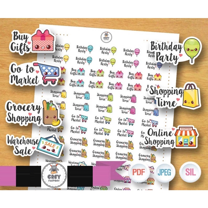 

Stiker Lucu Sticker Stickers Planner - Shopping