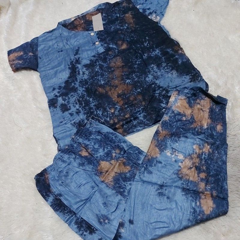 ONE SET PIYAMA CP TIEDYE WANITA / SET PAJAMAS TIE DYE CELANA PANJANG (etalase1)-Motif 4
