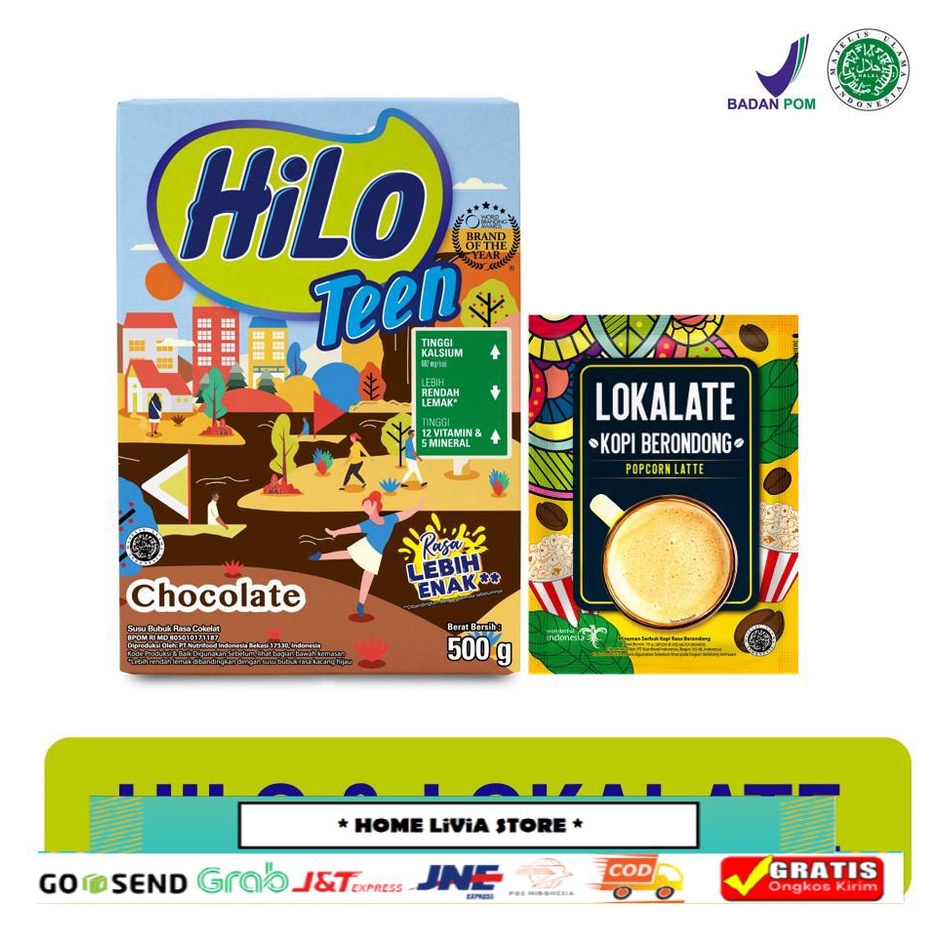 

Paket Teen - HiLo Teen Susu Chocolate 500 g & Lokalate Kopi Berondong